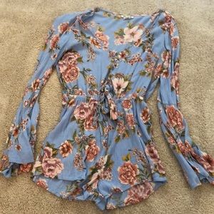 Billabong blue floral romper